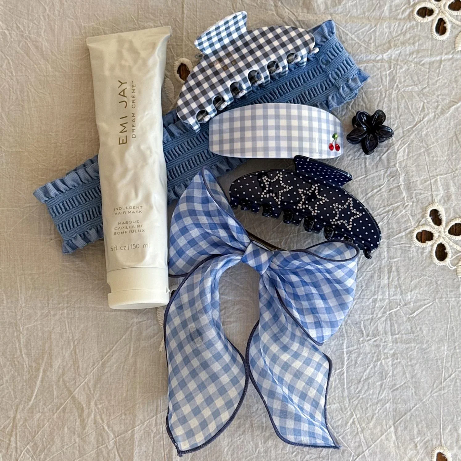 Ponytail Barrette in Blue Cherry Picnic - Image 3